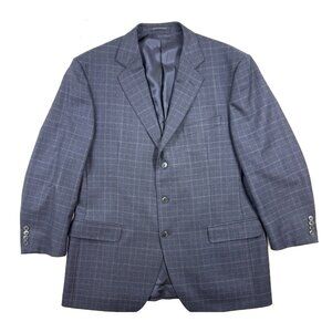 LUIGI BIANCHI Mantova Sport Coat Mens Size 44R Wool Cashmere Blue Plaid Italy